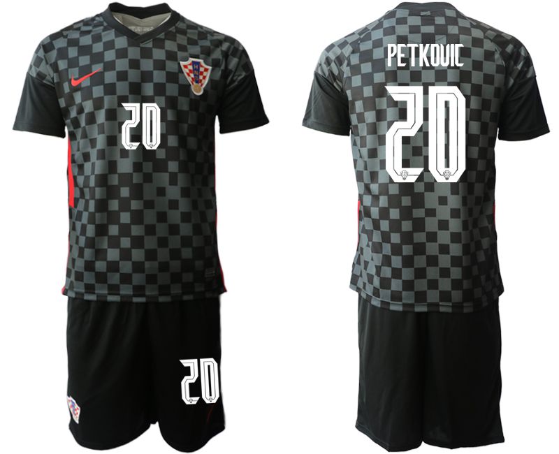 Men 2020-2021 European Cup Croatia away black #20 Nike Soccer Jersey->croatia jersey->Soccer Country Jersey